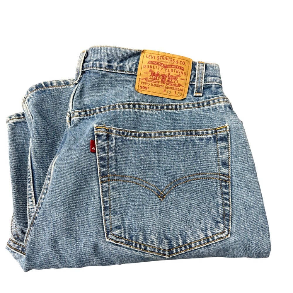 Levi's 505 Jeans Mens 40x30 (38x30 ACTUAL) Regular Fit Straight Leg Blue Denim